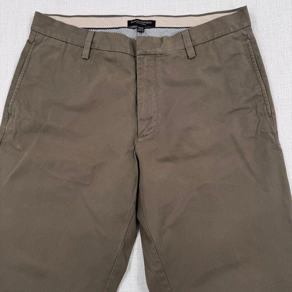 Banana Republic Gavin Straight Leg Chino Men 33x34 Moose Brown Cotton Flat Front
